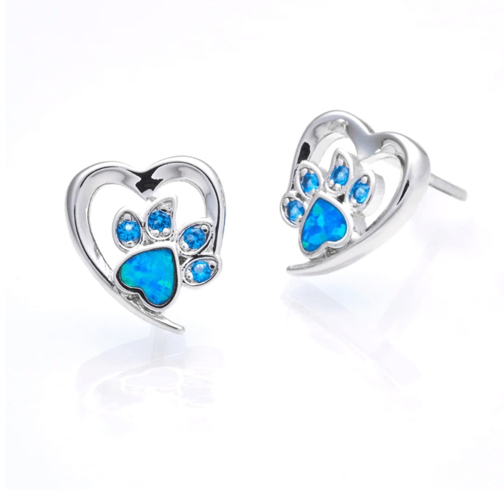 Opal Paw 🐾 Heart Studs
